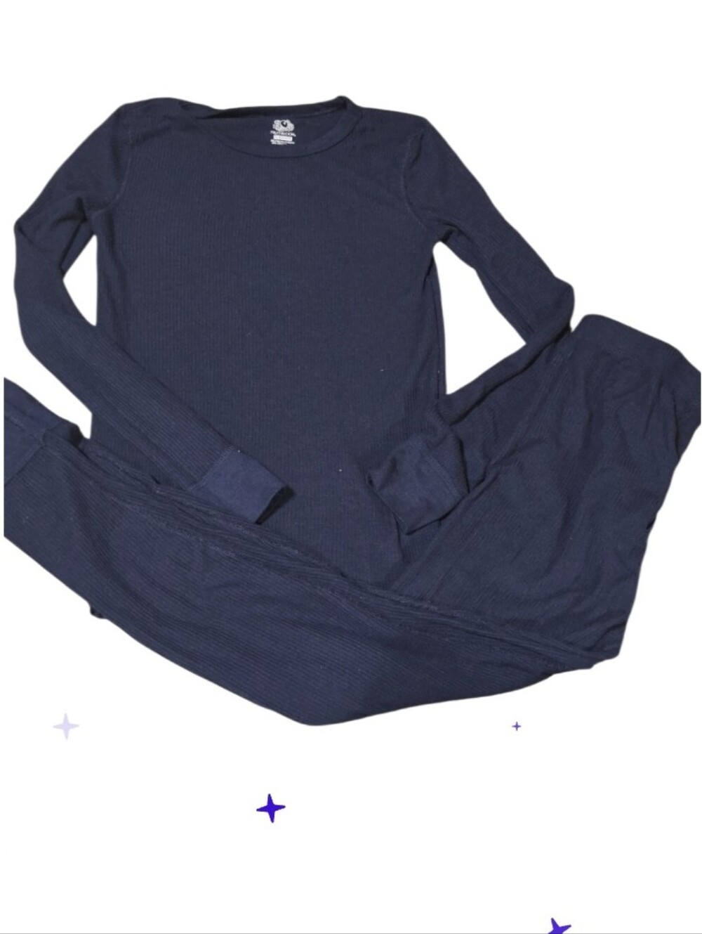 Boy/Kids Navy Soft Waffle Knit Long Johns Xl 14/16